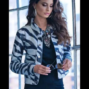 Adore Zebra Print Snap Front Jacket